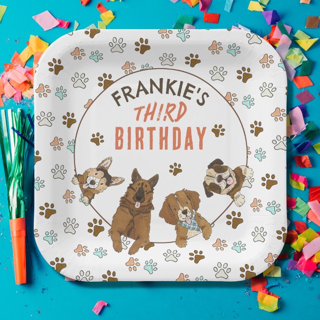 Puppy Paw-ty Birthday Party Paper Plate (Dog Themed Pawty Party Plates)