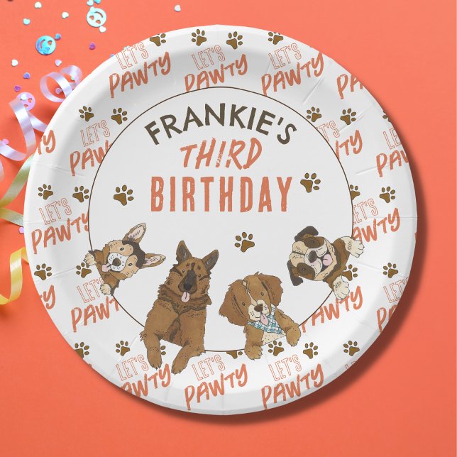 Puppy Paw-ty Birthday Party Paper Plate (Puppy Party Paper Plates)