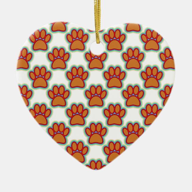 Puppy Paws Ceramic Tree Decoration (Front)