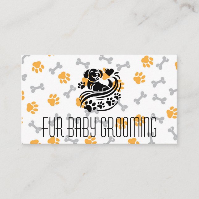 Puppy Paws Heart | Grooming | Bones Business Card (Front)