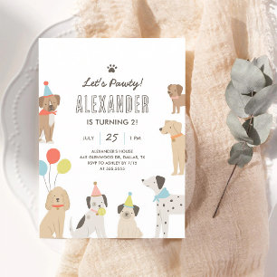 Puppy Pawty Birthday for Kids Invitation