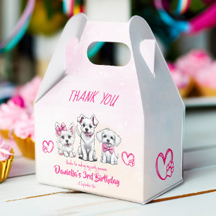Puppy pawty cute white pink puppies template favour box