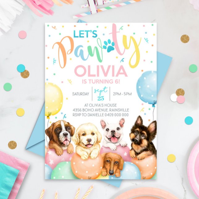 Puppy Pawty Invitation Dog Invitation Girl (Creator Uploaded)