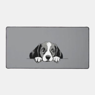 Puppy Peeking Cute Adorable Funny Animal Cartoon  Desk Mat