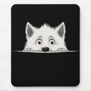 Puppy Peeking Cute Adorable Funny Animal Cartoon Mouse Pad
