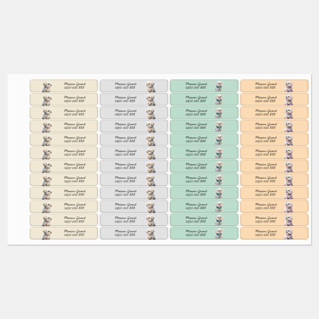 puppy personalised name & phone number iron-on (Sheet)