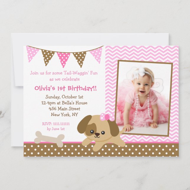 Puppy Photo Birthday Party Invitations (Front)