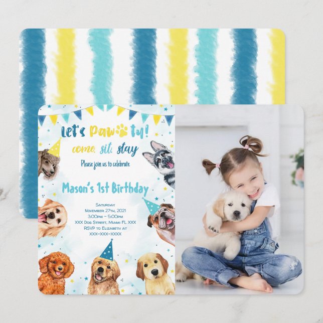 Puppy Photo Invitation (Front/Back)