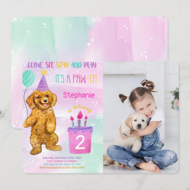 Puppy Photo Invitation (Front/Back)