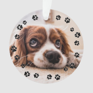 Puppy Photo Pawprints Ornament