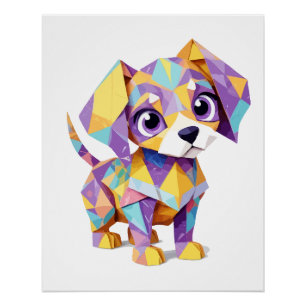Puppy Playful Adorable Fun Colourful Joyful Animal Poster