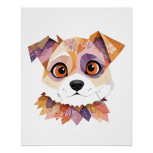 Puppy Playful Adorable Fun Colourful Joyful Animal Poster