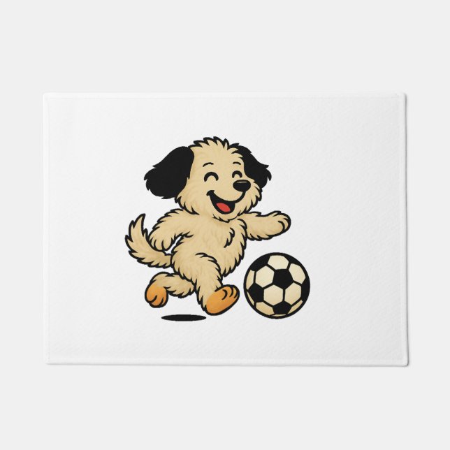 Puppy playing Soccer Doormat (Front)