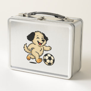 Puppy playing Soccer Metal Lunch Box