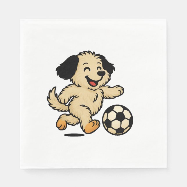 Puppy playing Soccer Napkin (Front)