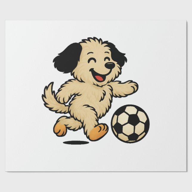 Puppy playing Soccer Wrapping Paper (Flat)