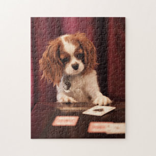 Puppy Plays Cards Jigsaw Puzzle