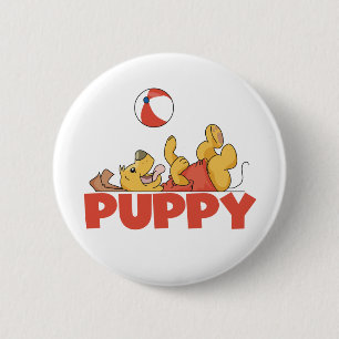 Puppy Plays TShirts and Gifts 6 Cm Round Badge