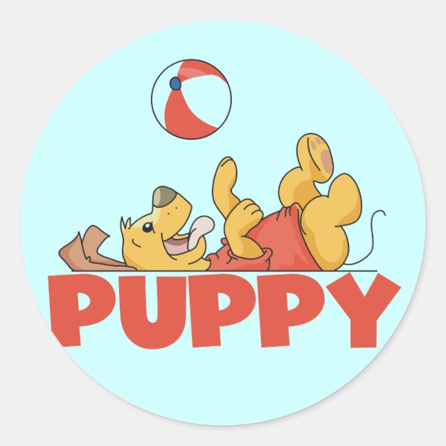 Puppy Plays TShirts and Gifts Classic Round Sticker (Front)