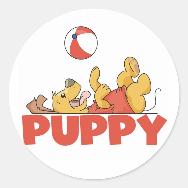 Puppy Plays TShirts and Gifts Classic Round Sticker (Front)