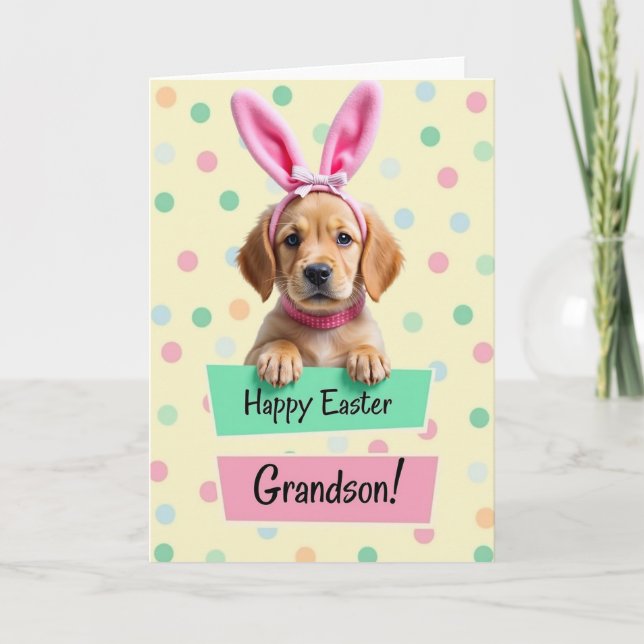 Puppy Polka Dot Celebration Card (Front)