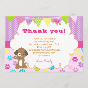 Puppy Polka Paws Thank You Card