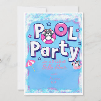 Puppy pool party  invitation