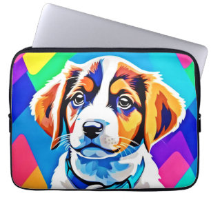Puppy Portrait: Colourful Pup Laptop Sleeve