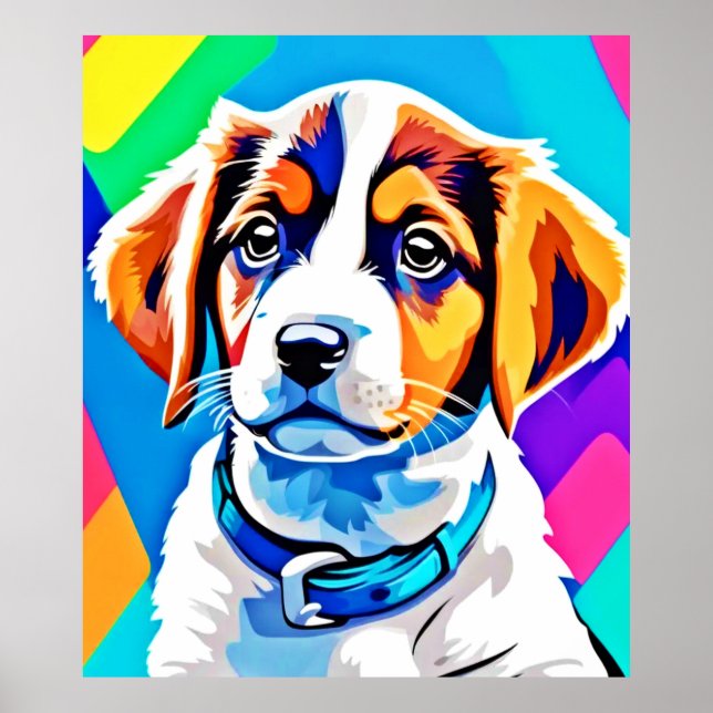 Puppy Portrait: Colourful Pup Poster (Front)