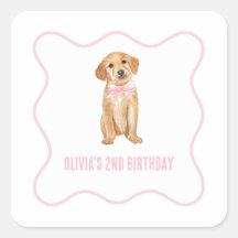 Puppy preppy pink plaid birthday
