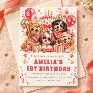 Puppy Princess First Birthday Party Invitation