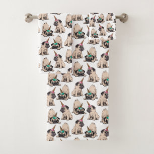 Puppy Pugs   Aspiring Unicorn Pattern Bath Towel Set