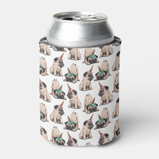 Puppy Pugs | Aspiring Unicorn Pattern Can Cooler (Can Front)