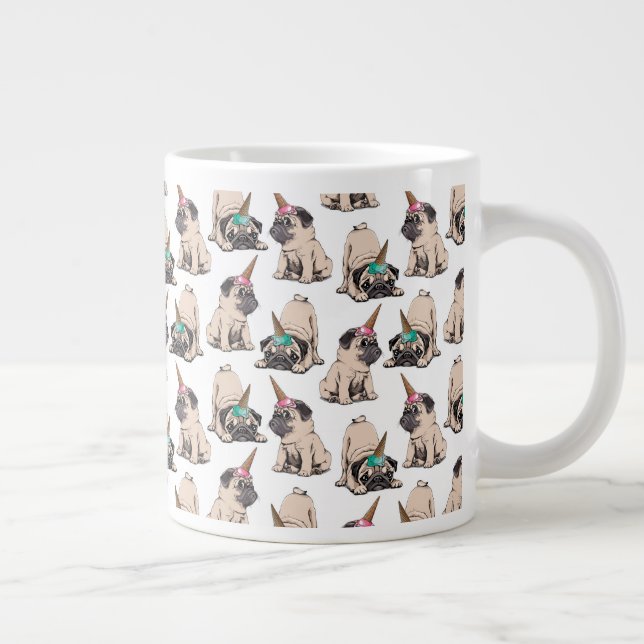 Puppy Pugs | Aspiring Unicorn Pattern Large Coffee Mug (Right)