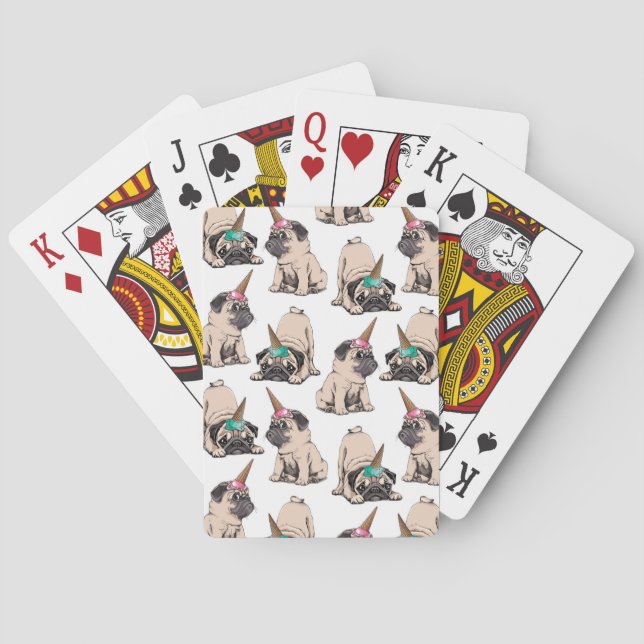 Puppy Pugs | Aspiring Unicorn Pattern Playing Cards (Back)