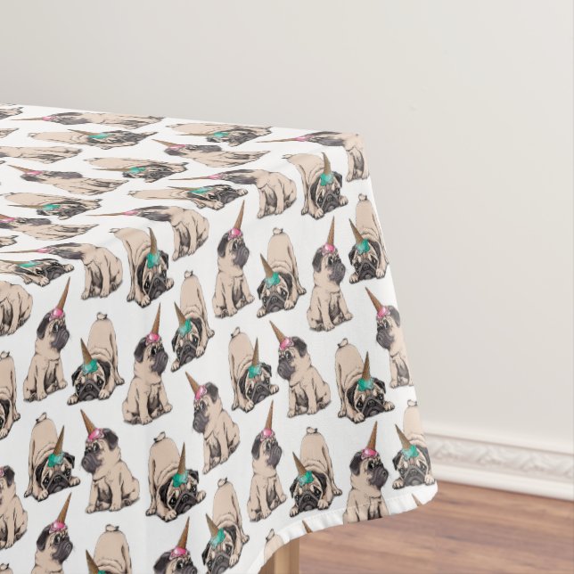 Puppy Pugs | Aspiring Unicorn Pattern Tablecloth (In Situ)