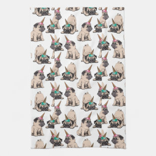 Puppy Pugs   Aspiring Unicorn Pattern Tea Towel