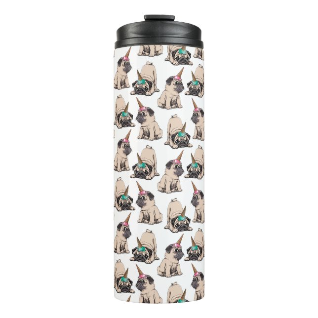 Puppy Pugs | Aspiring Unicorn Pattern Thermal Tumbler (Front)