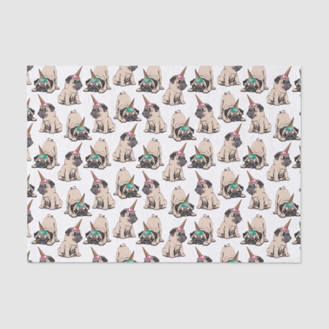 Puppy Pugs | Aspiring Unicorn Pattern Tissue Paper (Front)