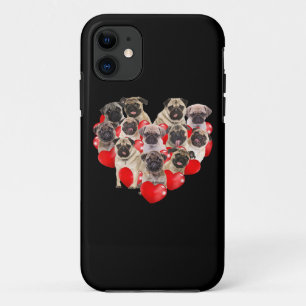 Puppy Pugs Dog Heart   Valentine's Day Gift iPhone 11 Case