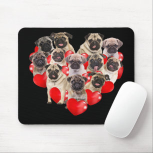 Puppy Pugs Dog Heart Valentine's Day Gift Mouse Pad