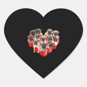 Puppy Pugs Dog Heart Valentine's Day Gift Sticker
