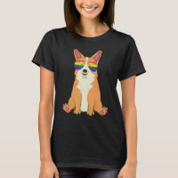 Puppy & Rainbow Glasses Cute Corgi Dog Lgbt Pride