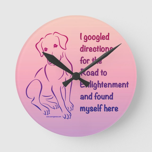 Puppy Road to Enlightenment Round Clock (Front)
