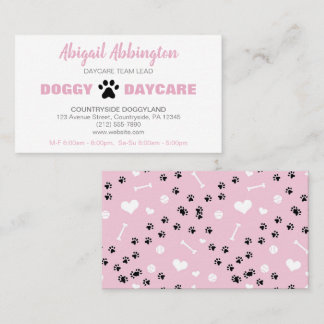 Puppy Run Pink Doggy Daycare Business Card