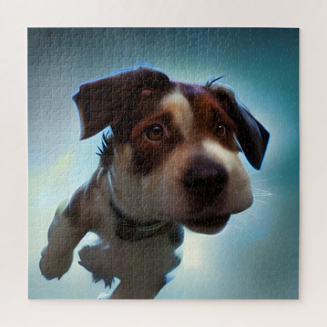 Puppy Running In Space Jigsaw Puzzle (Vertical)