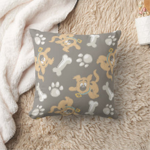 Puppy Scooby-Doo Bone & Paw Print Pattern Cushion