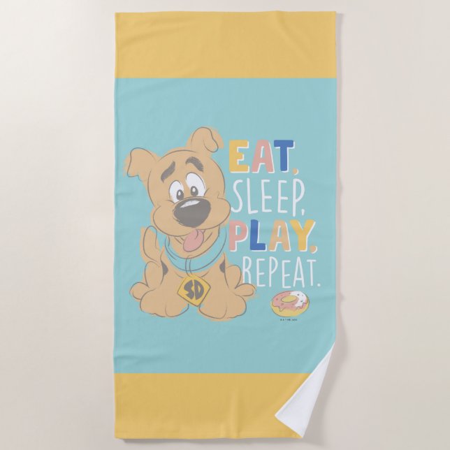 Puppy Scooby-Doo "Eat, Sleep, Play, Repeat" Beach Towel (Front)