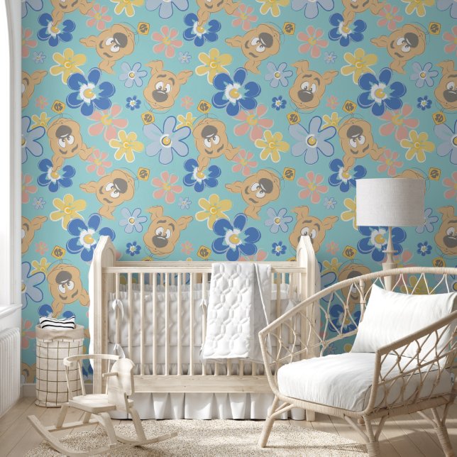 Puppy Scooby-Doo Flower Pattern Wallpaper (Kids)