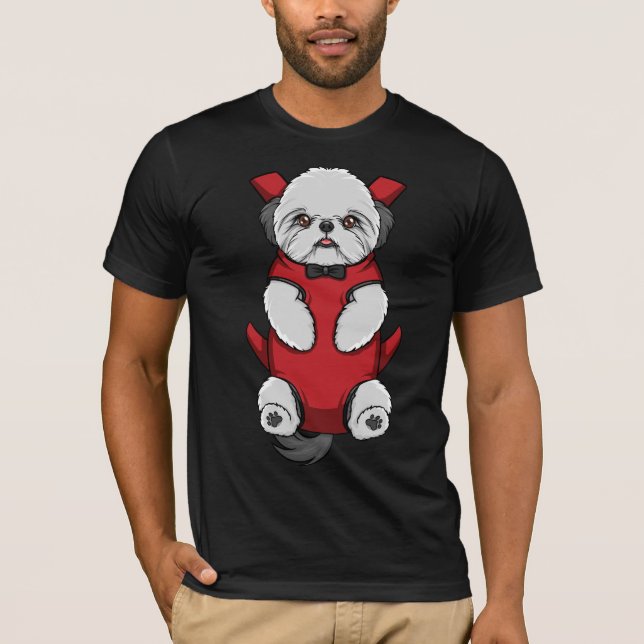 Puppy Shih Tzu Red Carrier T-shirt Men (Front)